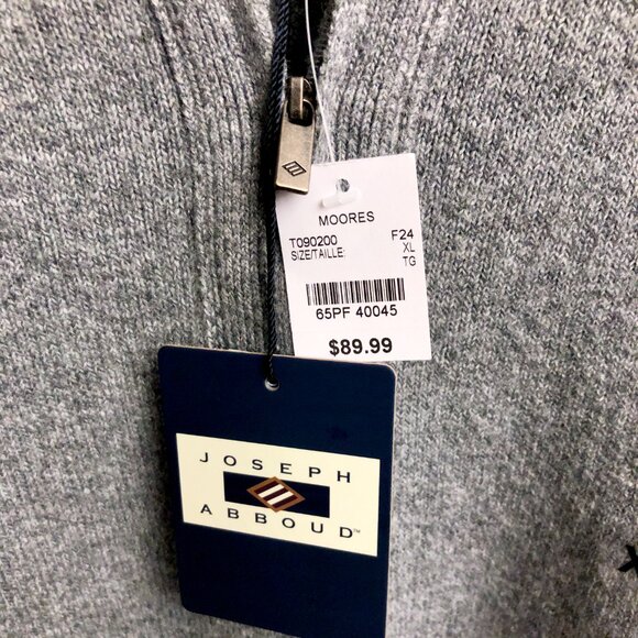 BNWT Modern Fit 1/4-Zip Sweater Size XL in Grey by Joseph Abboud - Picture 6 of 9